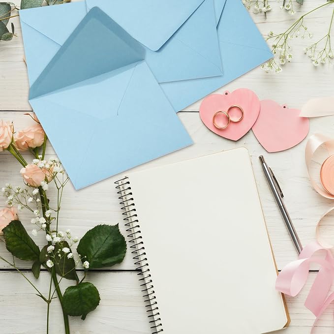 Whaline 50Pcs A7 Summer Invitation Envelopes Set Baby Blue Greeting Card - Image 5