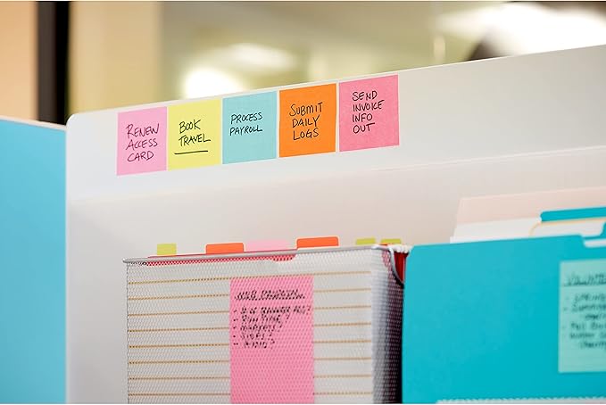 Post-it Super Sticky Notes, 24 Sticky Note Pads, 3 x 3 in., School Supplies, Office Products, Sticky Notes for Vertical Surfaces, Monitors, Walls and Windows, Supernova Neons Collection-DeskLoop Office