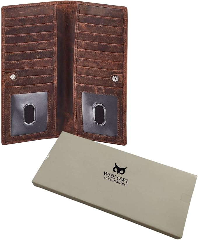 Long Wallet for Men Women Real Leather Bifold RFID Stylish Slim Handmade 2 ID - Image 6
