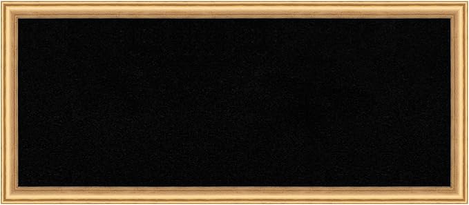 Amanti Art Black Cork Board for Wall, 14x32 Vision Board with Gold Wood Frame, Medium Corkboard Office Decor for Home Organization, Casual Corkboard Pinboard to display items for home organization-DeskLoop Office