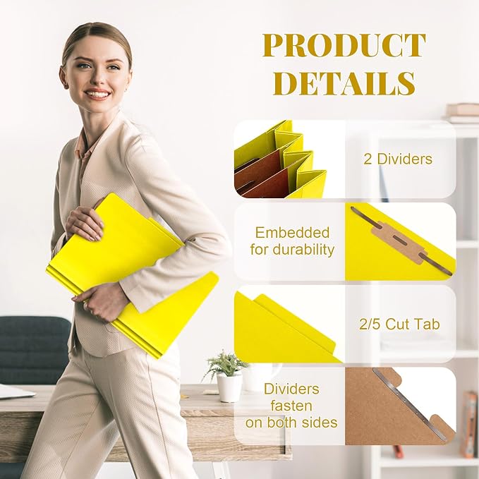 Skyygemm 48 Pcs Classification Folders Letter Size, 2 Divider Pressboard File - Image 2