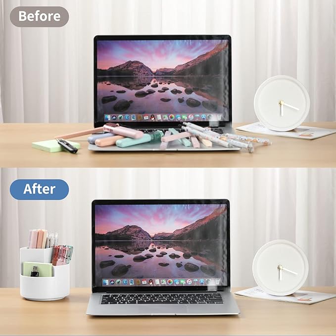 Desk Pencil Pen Holder, 3 Slots 360-Degree Spinning Organizers, Desktop Storage - Image 4