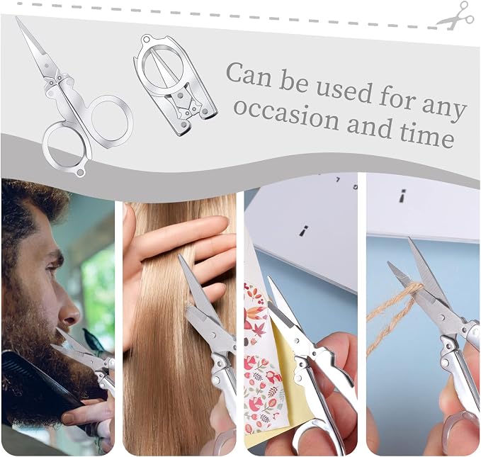 8 Pcs Stainless Steel Small Folding Scissors, Pocket Portable Foldable Travel - Image 6