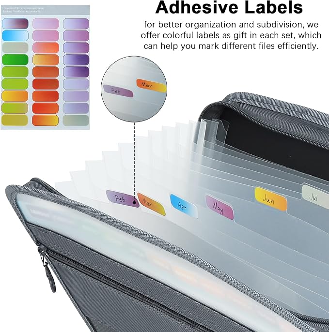NAFY Expanding File Folders, 13 Pockets Document Organizer - Image 5