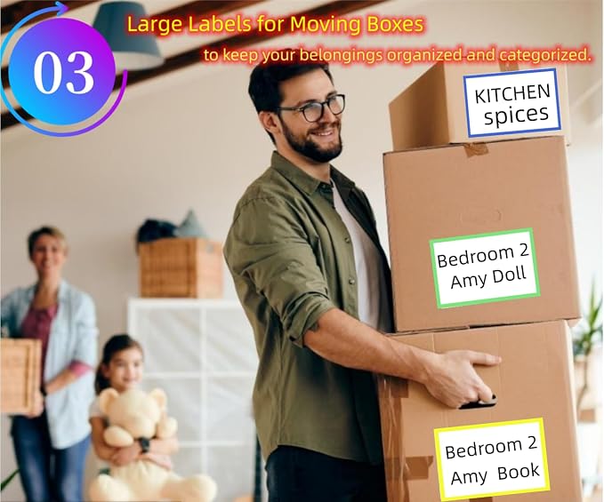 5" x 3" Large Moving Labels for Boxes, Packing Supplies for Moving Color Coded - Image 4