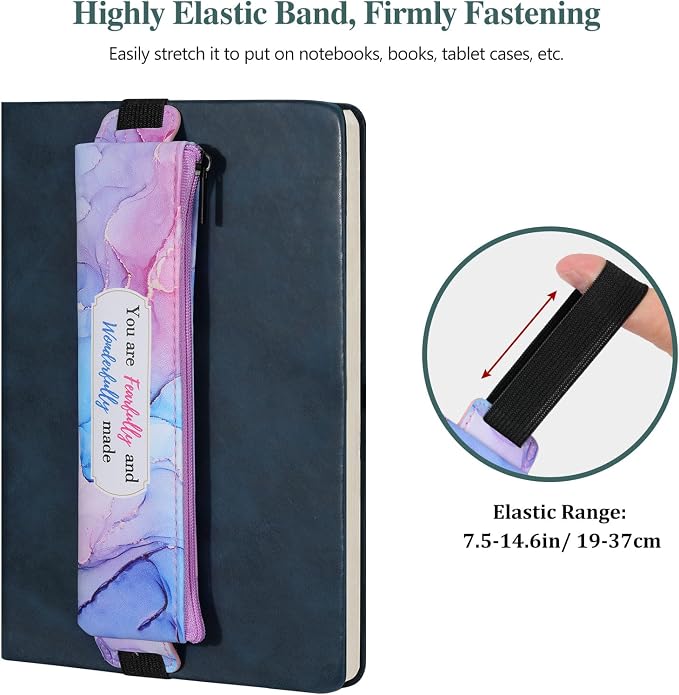 MoKo Elastic Pen Holder for Notebook, 4 Pieces PU Leather Pencil Case - Image 2