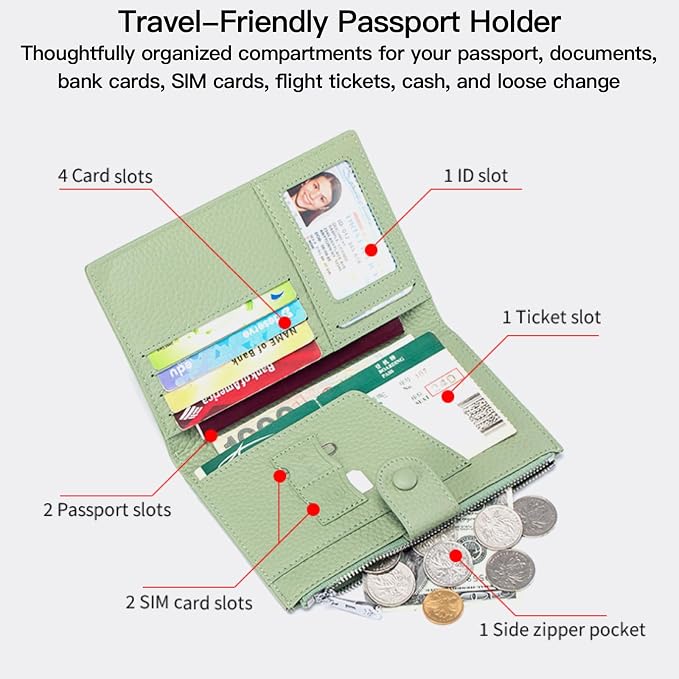 Genuine Leather RFID Blocking Passport Holder Wallet - Image 3