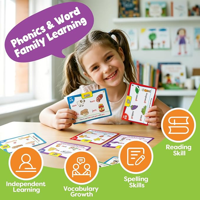 Torlam Phonics Flash Cards Learn to Read Spelling Reading Sight Words Phonics - Image 2