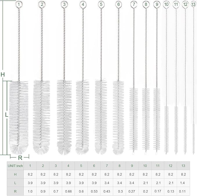 CiaraQ Bottle Cleaning Brushes, 8 Inch Nylon Tube Brush Set | White Cleaner - Image 3