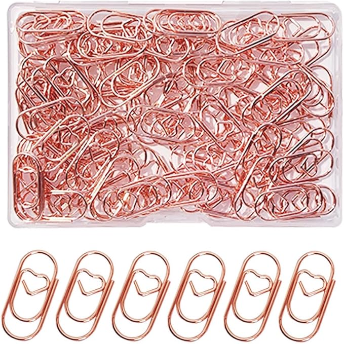 100 Pack Love Heart Shaped Paper Clips, Mini Paperclips Papers, 0.8inch Small by Unknown