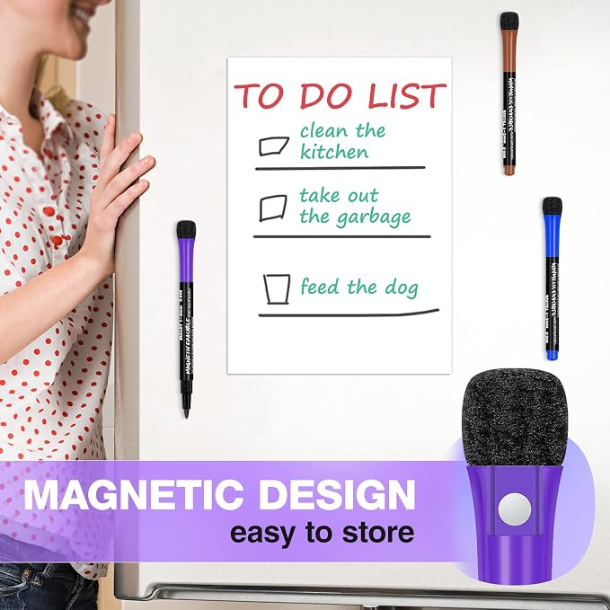 JR.WHITE Fine Tip Dry Erase Markers 8 Pack, Magnetic Dry Erase Markers - Image 4