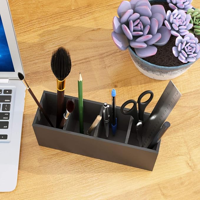 NIUBEE Acrylic Pen Holder 4 Compartments - Image 4