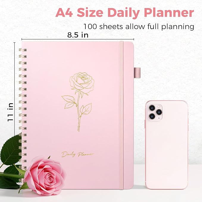 Oucaru Undated Daily Planner, A4 Size Spiral Notebook - Image 2