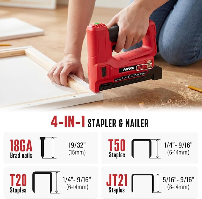 POPULO Electric Staple Gun 4 in 1 Cordless Stapler, 4V Rechargeable Band Nailer - Image 2