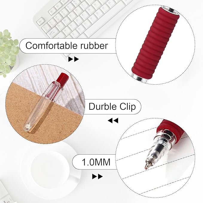 200 Pack Red Gel Ink Pens Bulk, 1.0mm Retractable Click Point Ballpoint Pens Smooth Writing with Comfortable Grip for Back to School Office Classroom Business Home Work Supplies-DeskLoop Office