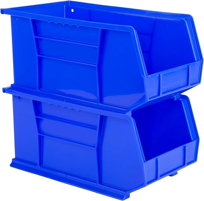 Hudson Exchange 15" x 8" x 7" Plastic Stackable Storage Bin and Hanging Container (Blue, 1 Pack)-DeskLoop Office