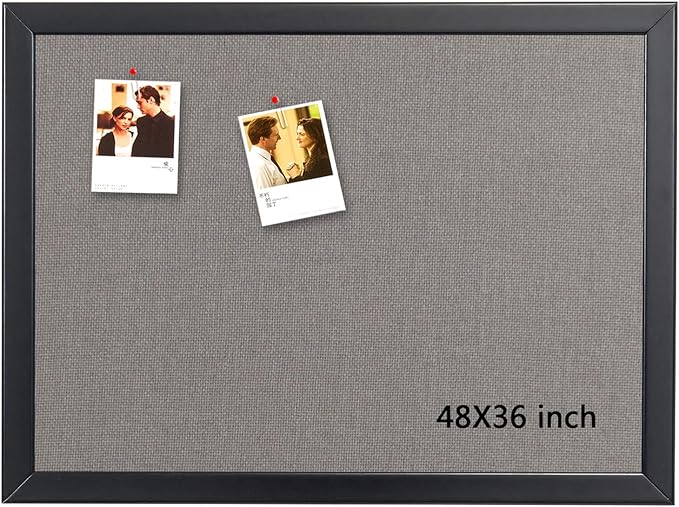 Gideal Large Bulletin Board 36 x 48 Inch, 100% Wood Framed Canvas Cork Board for Office with Grey Fabric, Wall Mounted Notice Board for Home School Office Decor-DeskLoop Office