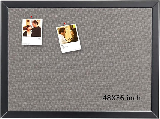 Gideal Large Bulletin Board 36 x 48 Inch, 100% Wood Framed Canvas Cork Board for Office with Grey Fabric, Wall Mounted Notice Board for Home School Office Decor-DeskLoop Office