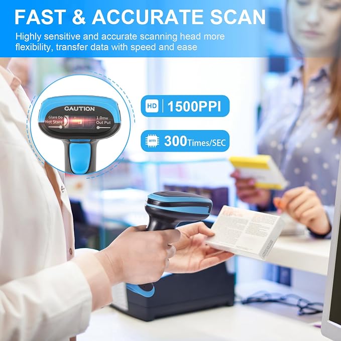 Barcode Scanner Onewscan Wireless 1D Laser Bar Code Scanners - Image 6