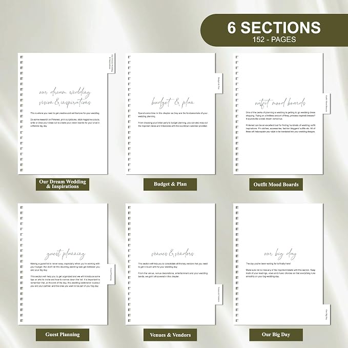 LADY&HOME Wedding Planner Book and Organizer, Linen Cover Wedding Planner Binder - Image 3