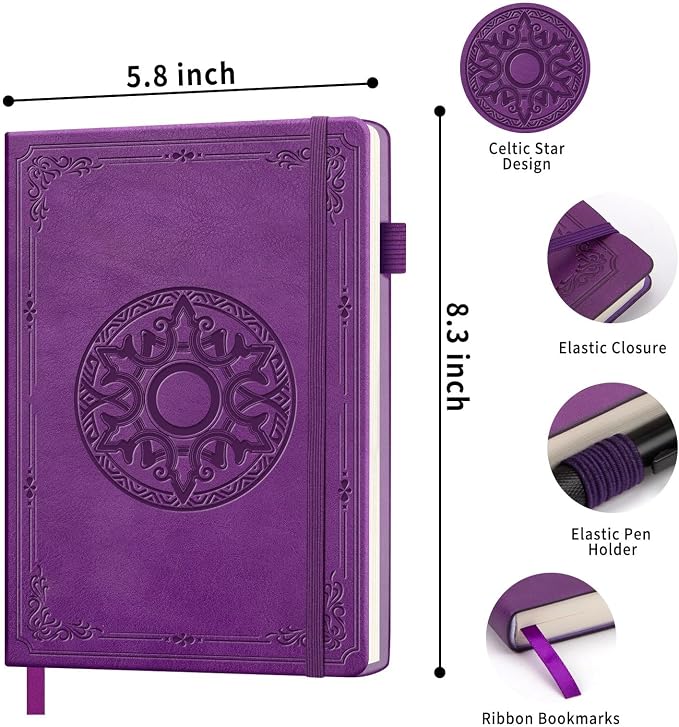 Lined Journal Notebook, A5 Leather Vintage Journals - Image 2