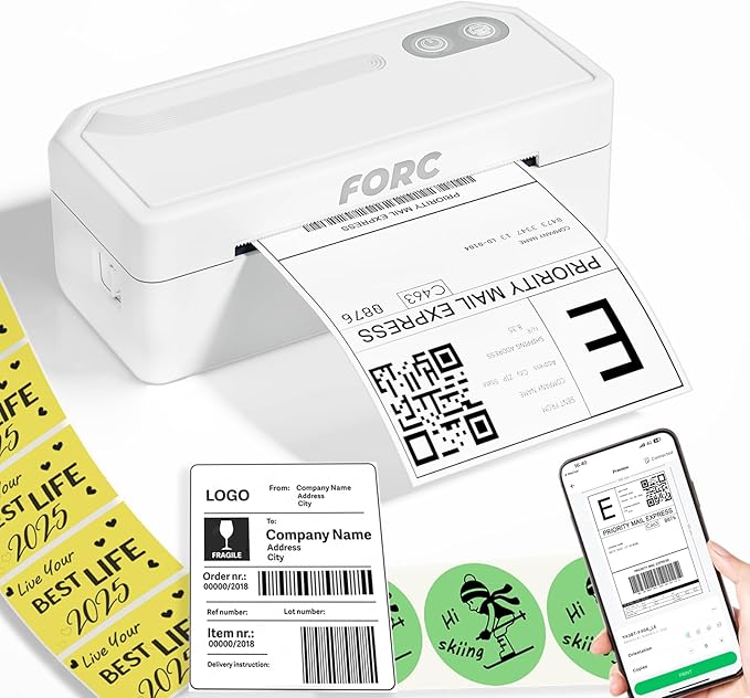 Forc Shipping Label Printer,4X6 Thermal Label Printer for Small Business & Office Package,Compatible with Android, iOS, Windows and Mac, Widely Used for Amazon,UPS,Etsy,USPS-DeskLoop Office