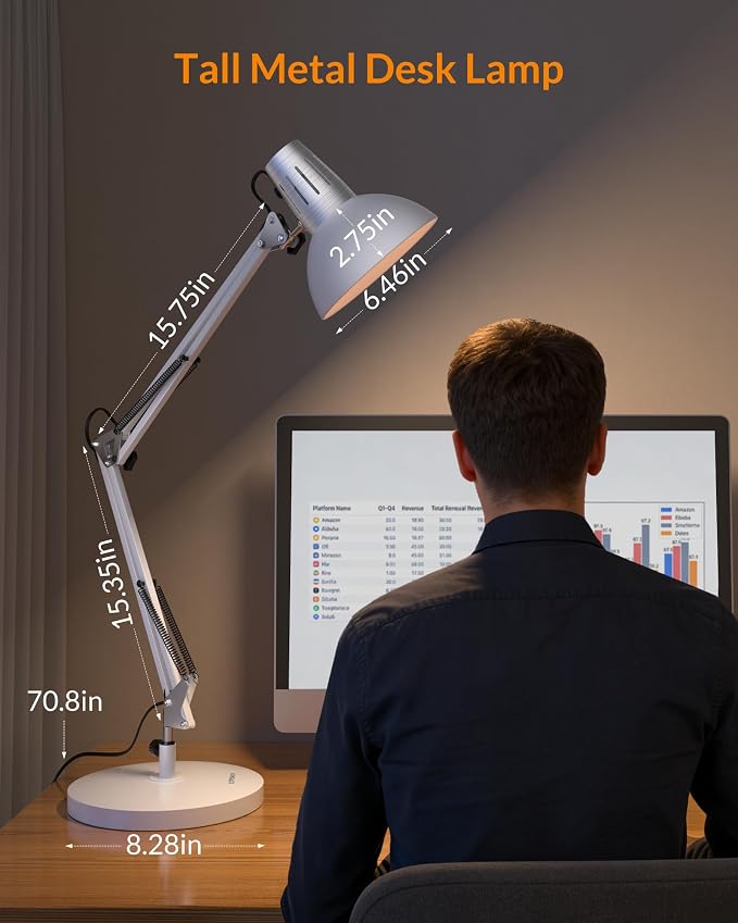 LEPOWER Metal Desk Lamp, Adjustable Goose Neck Architect Table Lamp - Image 2