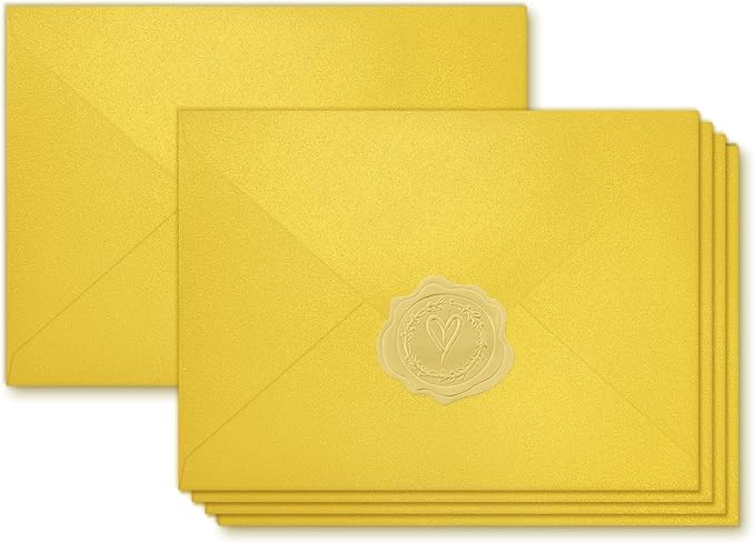 100 Pack Mini Pearl Gold Envelopes, 4 x 2.75" Shimmer Gift Card Envelopes by YINUOYOUJIA