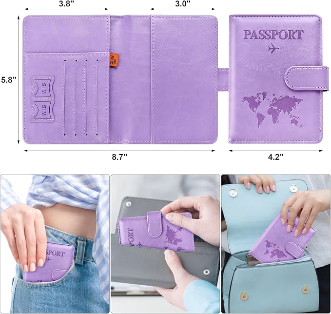 Eoehro Passport Holder for Travel Essentials, Passport Wallet Cover Case for - Image 2