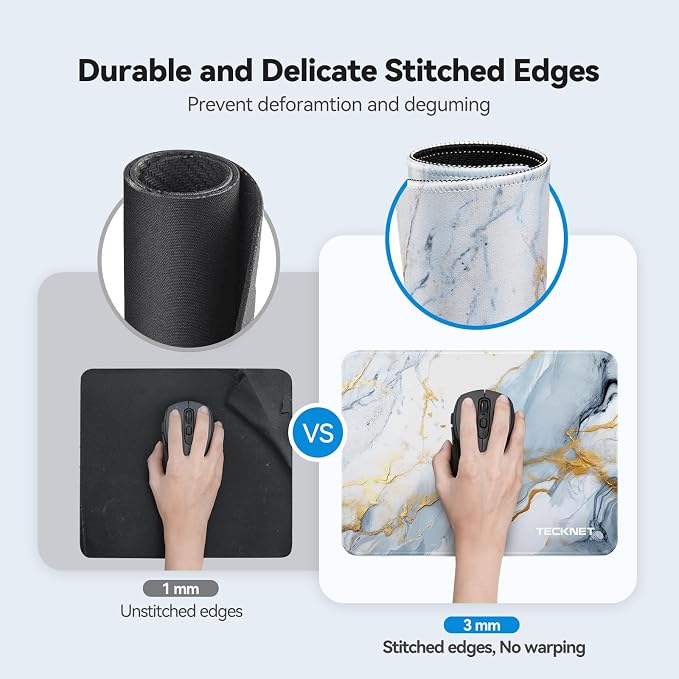TECKNET Mouse Pad with Anti-fray Stitching, Waterproof Surface & Non-Slip - Image 2