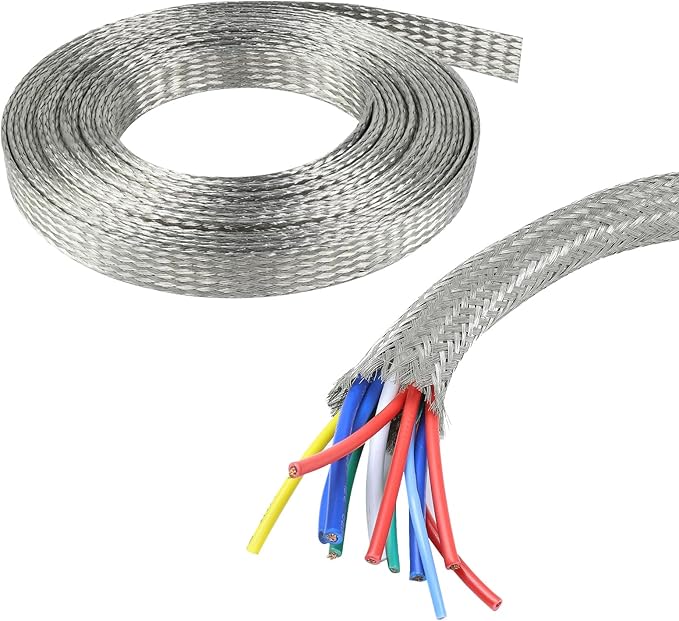 Tinned Copper Braid Cable Wire Shielding Sleeve Ground Straps Protection Flat by BuyUneed