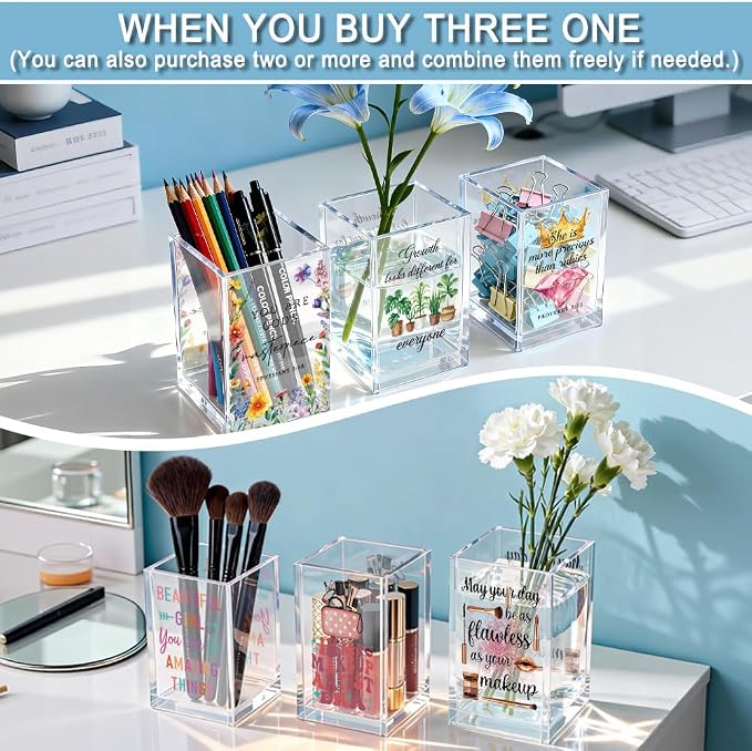 QYUVK RN Acrylic Pencil Holder Cup, Floral Stethoscope Pen Holder - Image 6