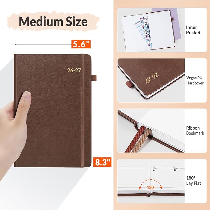 SUNEE 2026-2027 Weekly & Monthly Hardcover Planner 5.5" x 8.3" - Image 4