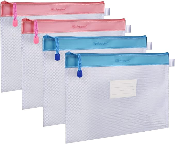 Wisdompro Zipper Pouch, 4 Packs Durable Letter Size Waterproof Mesh File Bag by Wisdompro