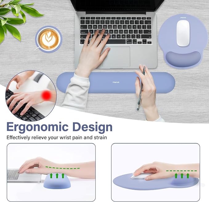 MOSISO Wrist Rest Support for Mouse Pad&Keyboard Set, Circle Curved Ergonomic - Image 3