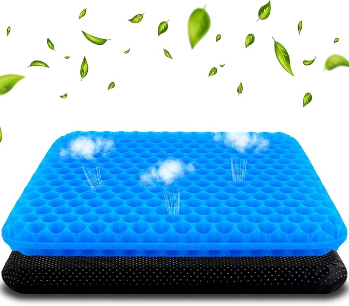 Large Gel Seat Cushion for Long Sitting – 15"x17"x1.8" Thick, Circular Gel Grid by Unknown