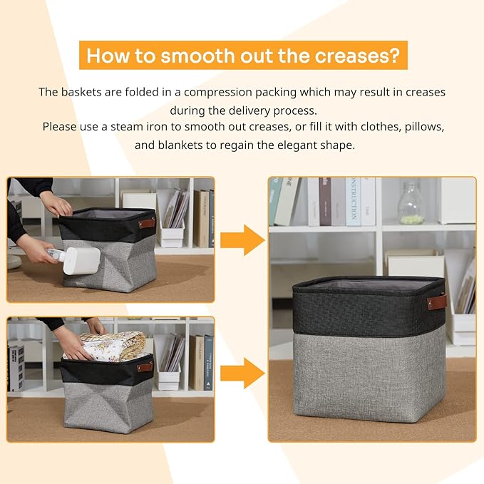 DULLEMELO 11x11 Cube Storage Bins for Cube organizer, Foldable Cube Storage Bins Baskets for Organizing Home Office Closet Shelves Toy Nursery,Fabric Cube Baskets Bin for Home organization-DeskLoop Office