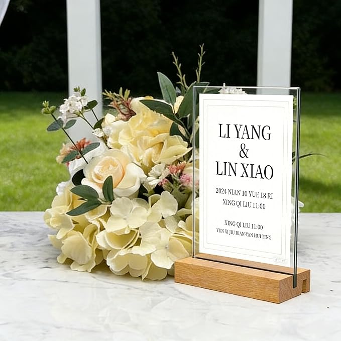 Acrylic Sign Holder with Wood Base 8.5x11 Inch Vertical and Slant Displays - Image 6