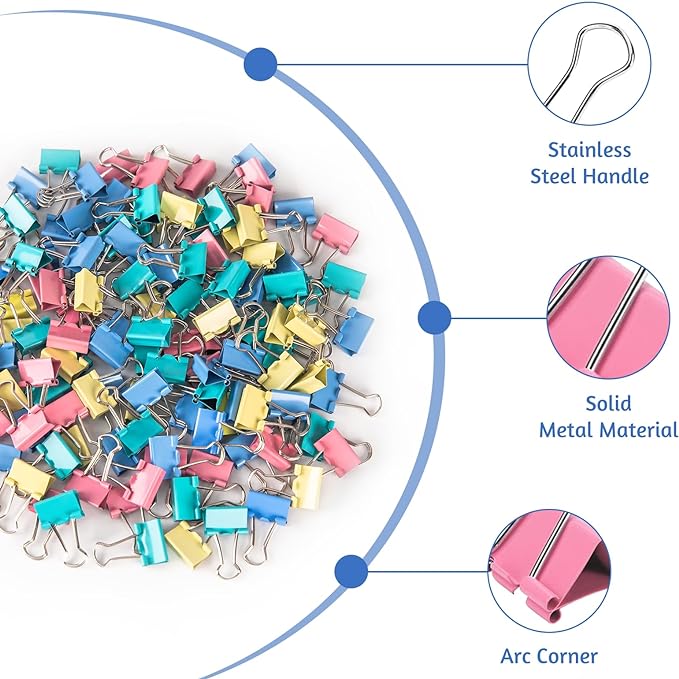 120 Pack Mini Binder Clips, Color Binder Clips, Small Paper Clips 15mm 5/8 - Image 3