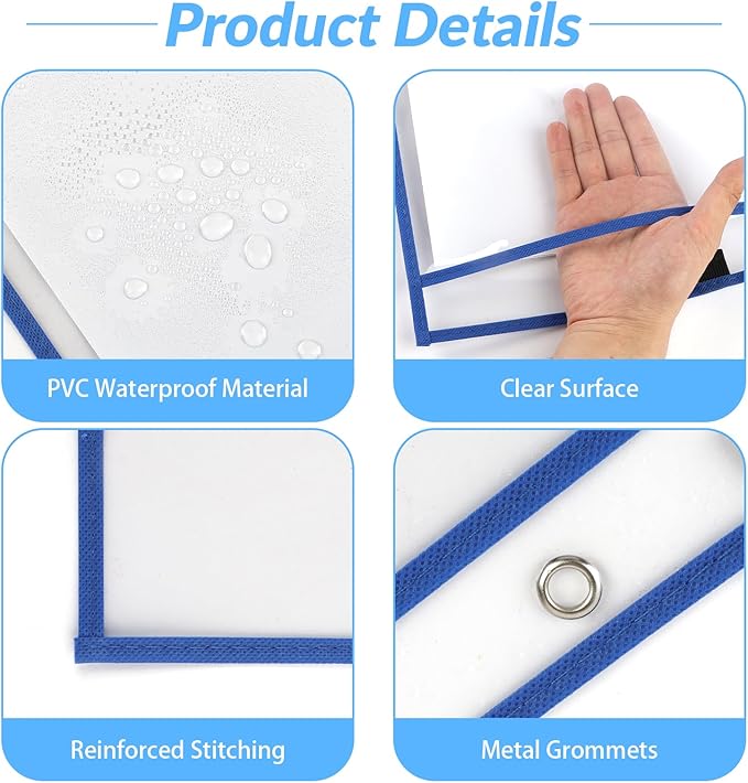 BEVTEE 8 Pcs Dry Erase Pocket Sleeves 10×14 in, Easy Inserting Paper, - Image 3