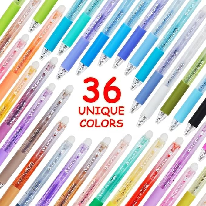 36 Colors Retractable Erasable Gel Pens Clicker, Fine Point 0.7mm Smooth - Image 5