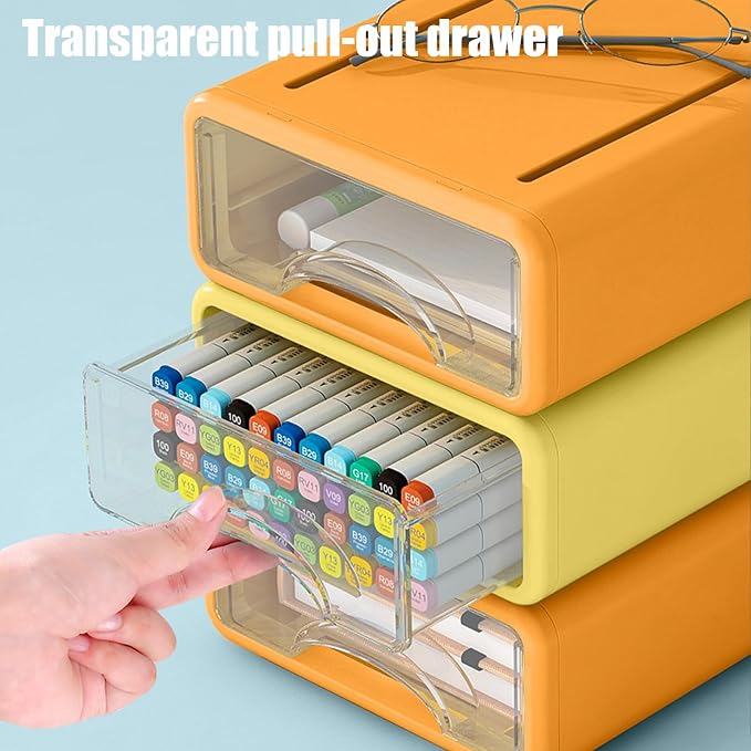 Desk Organizer with Drawers, Stackable Storage Drawers with Compartments - Image 7