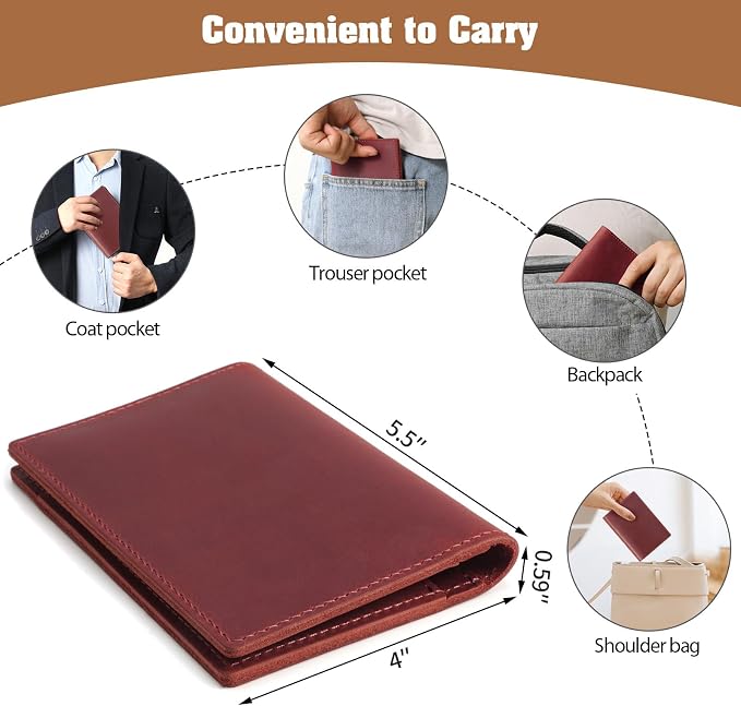Jack&Chris Leather Passport Holder, Handmade Passport cover, Travel Wallet - Image 6