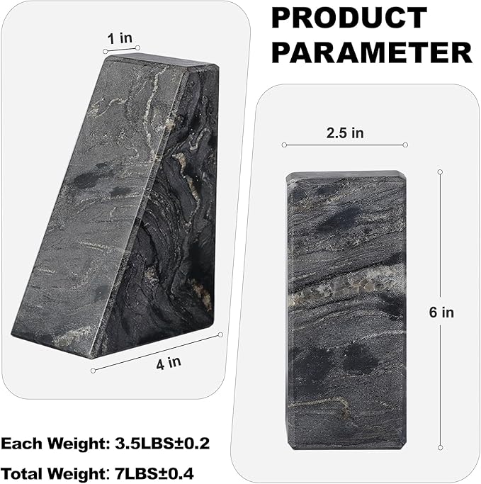 Karibiber Marble Bookends for Heavy Books, Decorative Book Ends for Shelves - Image 4