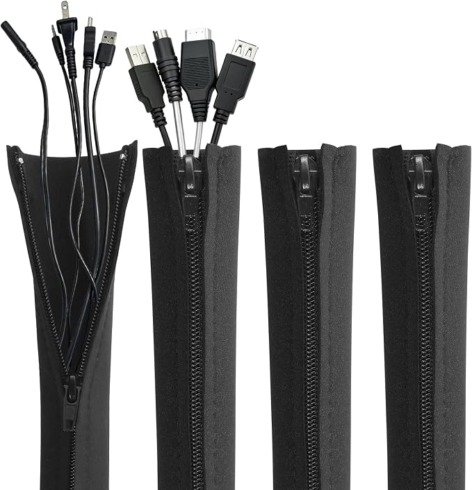 4 Pack Cable Sleeves, 20 inch Neoprene Cable Management Sleeves | by MASION