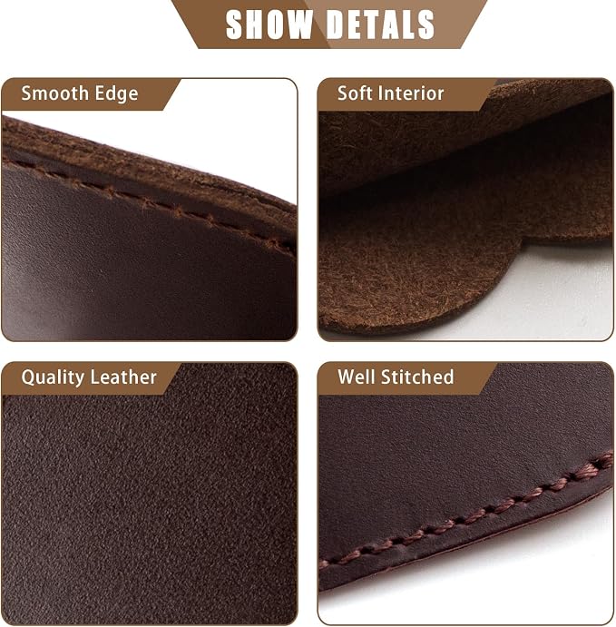 Jack&Chris Genuine Leather Heart Bookmark, Handmade Stitched Corner Page - Image 3