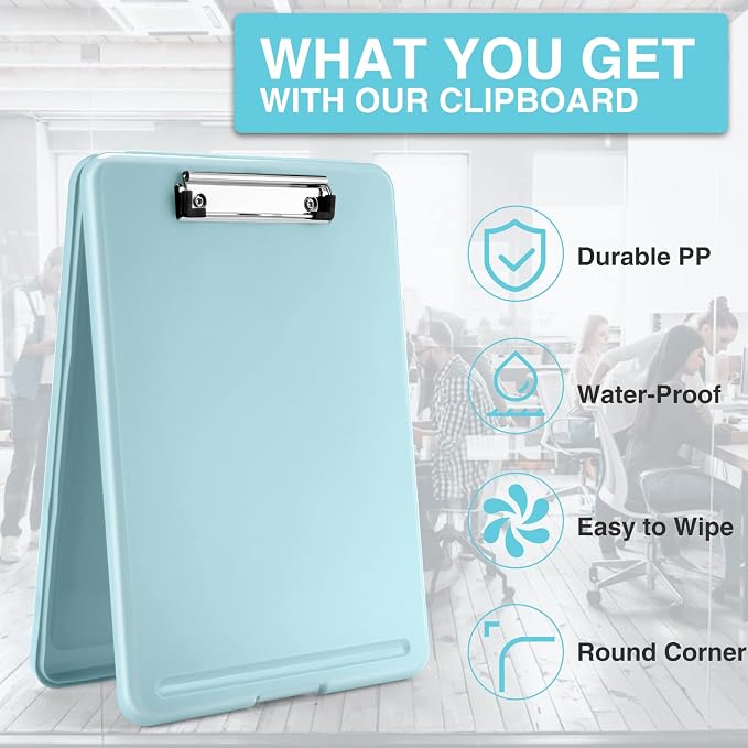 Sooez Clipboard with Storage, Plastic Storage Clipboards with Low Profile Clip - Image 4