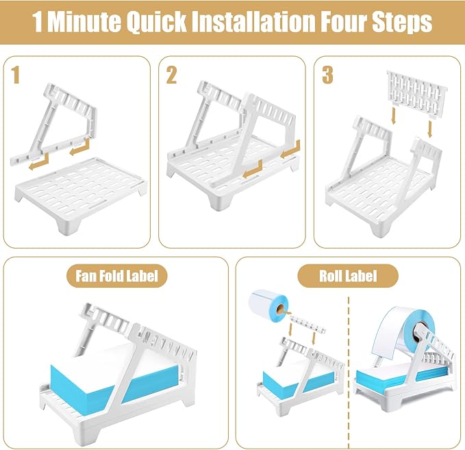 Ctemnpho Large Label Holder for Rolls & Fan-Fold Label Basket Stand for Desktop - Image 2