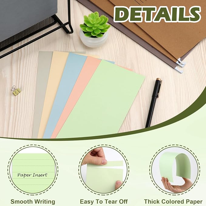 100 Pcs Hanging File Folder Tab Inserts 4 Inch Colored Blank File Tab Hanging - Image 3
