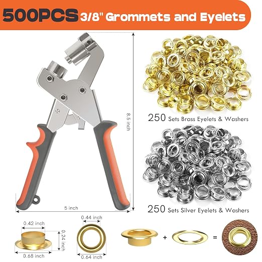 Grommet Kit NEU MASTER, Grommet Tool Kit 3/8 Inch Grommets Eyelet Plier Set - Image 2